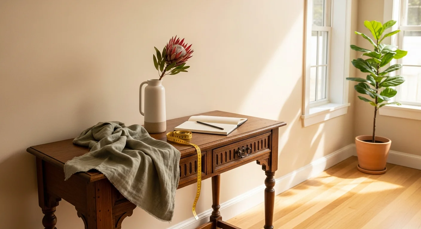 Vintage elegance meets modern simplicity in sun-drenched space.